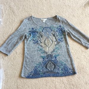 Christopher & Banks Gray Blue Top Silver Studs PS